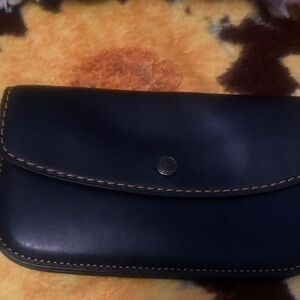 Coach Black Leather Wallet with Tan Stitching